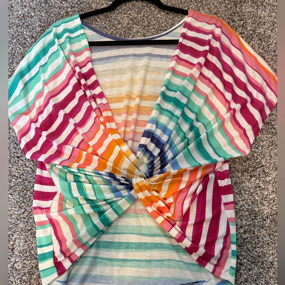 Colorful Striped Twist-back Top
